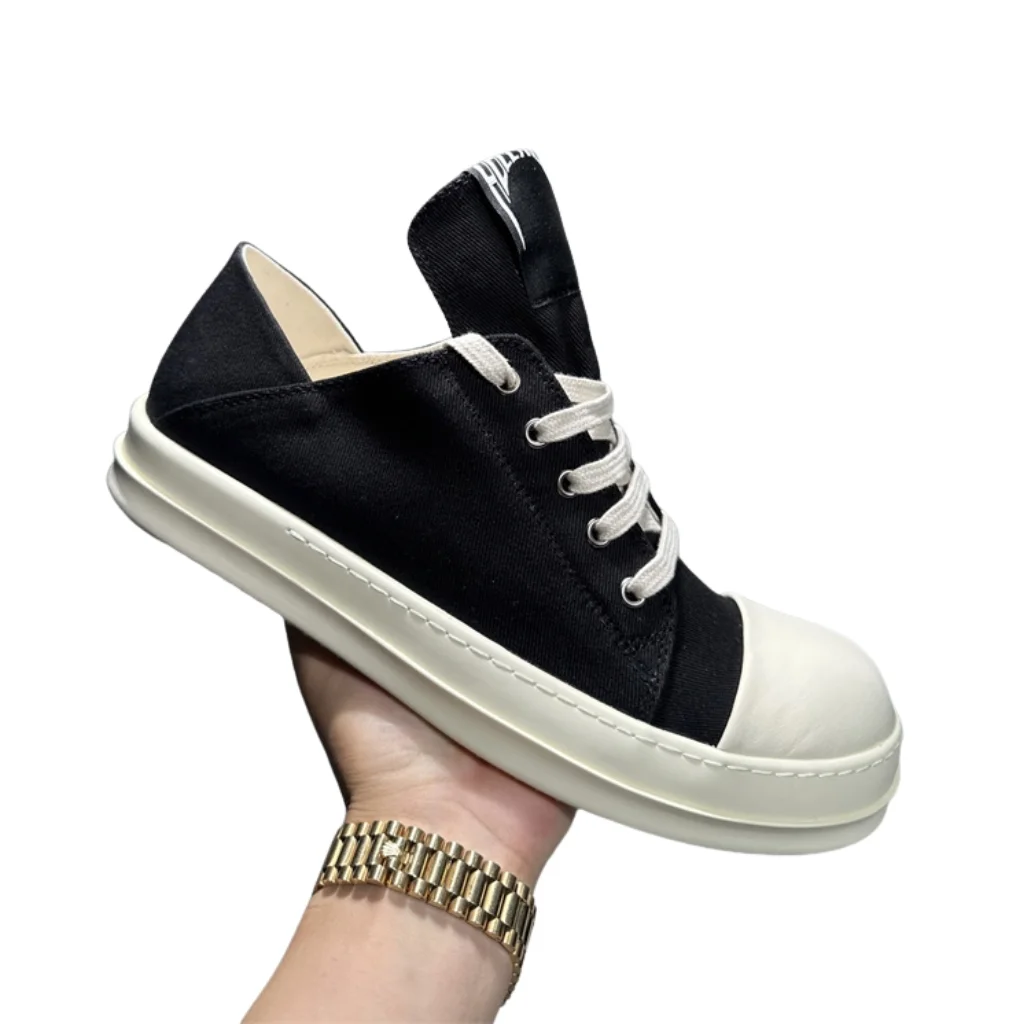 Rick Owens Canvas Low Top Platform Sneaker Black